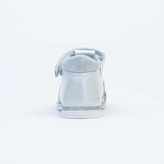 022130-22 Босоножки для девочки кожаные для девочки серебристый фото №5