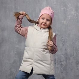 07857041-40 Жилетка с капюшоном бежевый для девочки бежевый