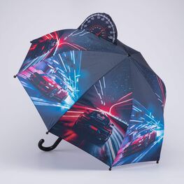 03707211-40 Зонт-трость для детей Автогонки для мальчики черный
