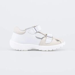 322120-24 Кожаные сандалии Пломбир для девочки белый + бежевый фото №2