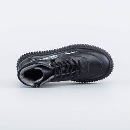 552292-32 Кожаные ботинки для девочки утепленные для девочки черный фото №4